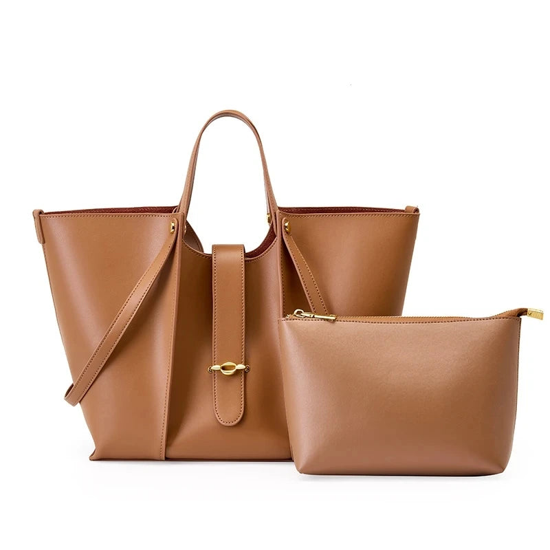 Luxury Woman Shoulder Bag - Soft Leather - Large Capacity Square Fashion Tote Bag  Fashionable Cowhide Underarm Shoulder Bags
