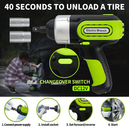 Cric Électrique 12V 5T Auto avec Lampe de Poche à LED et Pompe à Air H-155-450 /155-530 mm