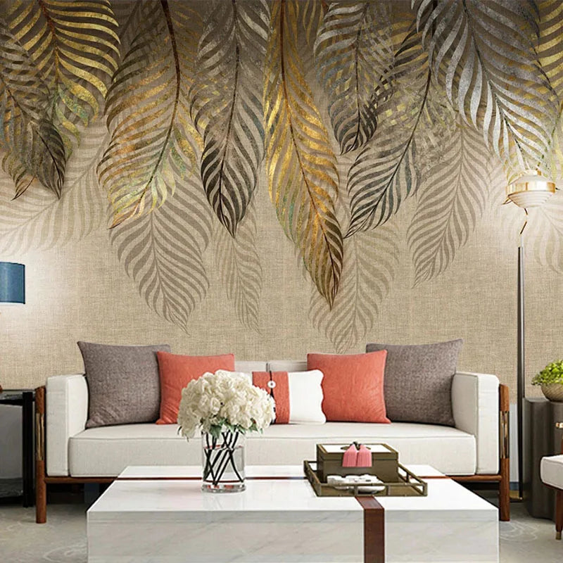 Papier peint mural personnalisé pour murs de chambre à coucher, feuilles d'art moderne 3D, peinture murale de fond TV, papier de décoration d'intérieur, salon