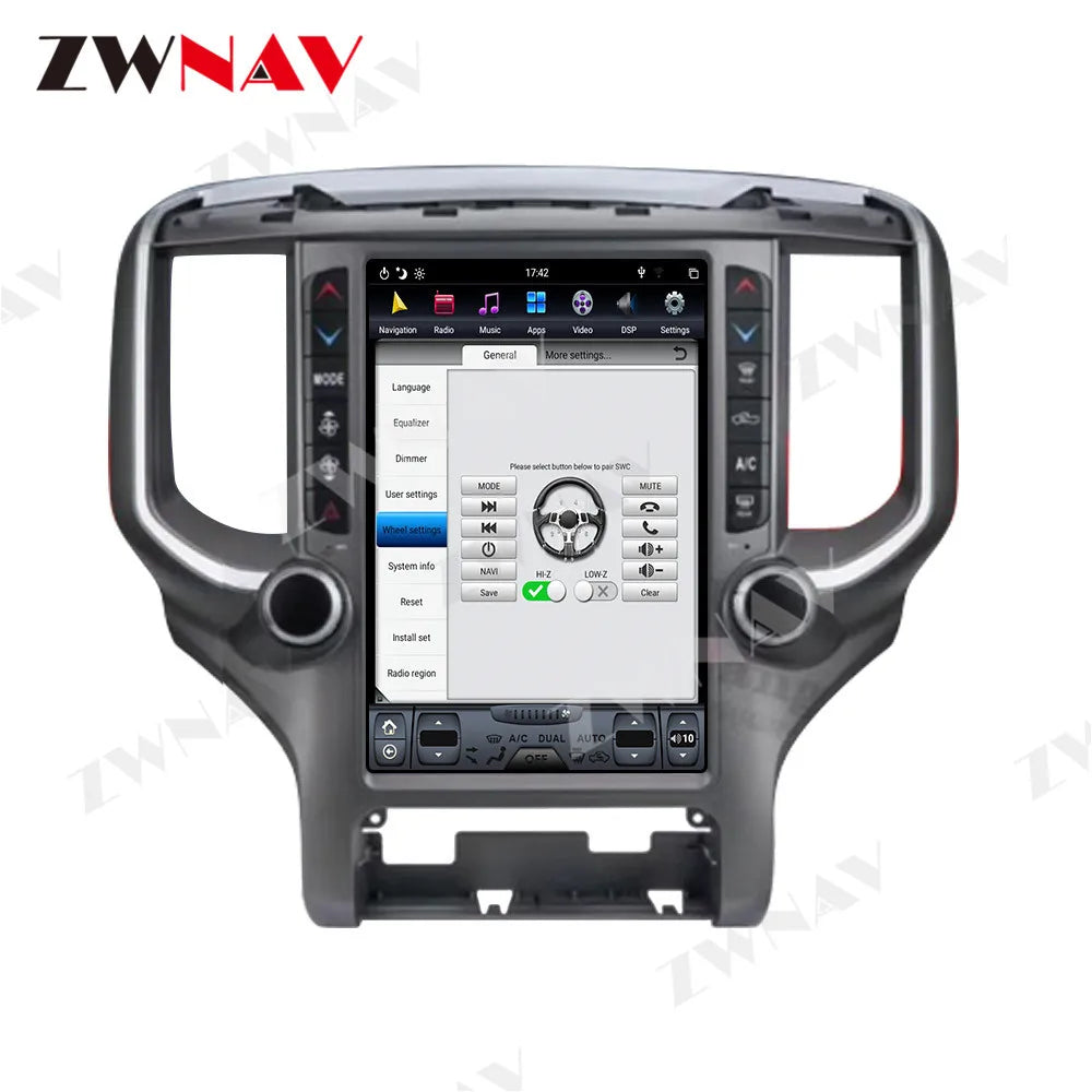 Autoradio pour Dodge RAM 2018 2019 2020 Android Radio voiture Navigation lecteur multimédia GPS Navigation autoradio magnétophone