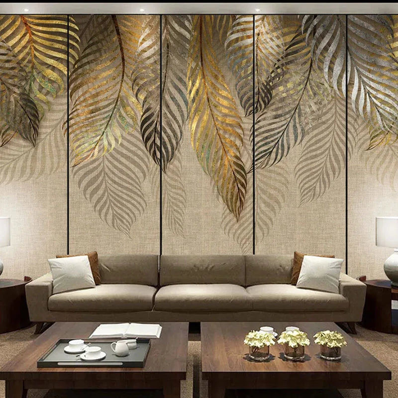 Papier peint mural personnalisé pour murs de chambre à coucher, feuilles d'art moderne 3D, peinture murale de fond TV, papier de décoration d'intérieur, salon