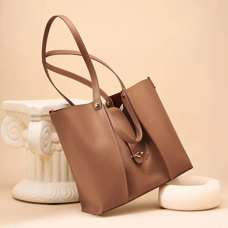 Luxury Woman Shoulder Bag - Soft Leather - Large Capacity Square Fashion Tote Bag  Fashionable Cowhide Underarm Shoulder Bags