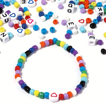 24 Color Glass Rice Beads Kit DIY Jewelry Accessories With Alphabet Beads Elastic Thread Scissor Jump Ring and Lobster Clasps