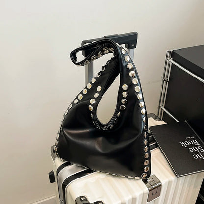 Luxury Design Bag Portable Womens Tote Bag Large Capacity Ladies Handbag Rivet Pu Soft Leather Shoulder Bag