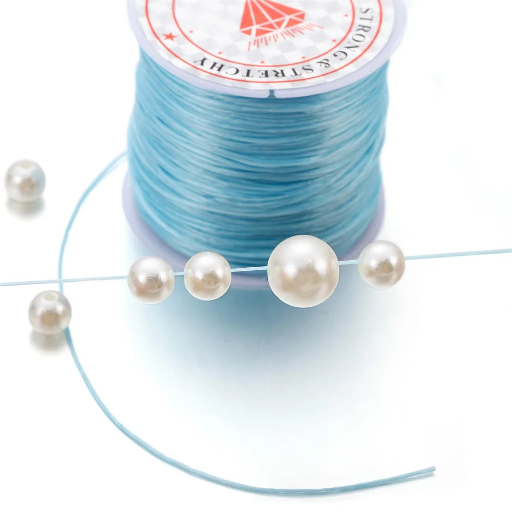 Fil élastique rond en cristal, 10 mètres, 0.7mm, cordon extensible en caoutchouc et Nylon pour la fabrication de bijoux, Bracelet de perles