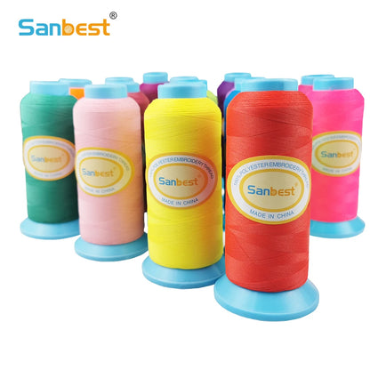 Sanbest-Fil à broder en polyester mat, fils de machine Brother Singer Janome Babylock, haute résistance, 120D, 2, 75D, 2, 3000m