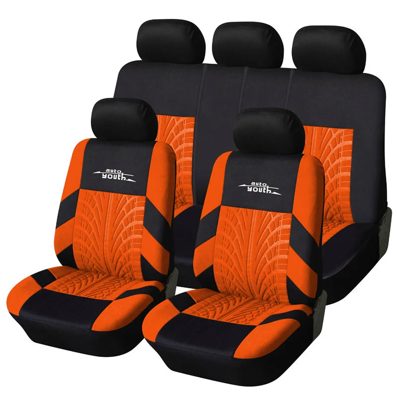 AU-UTH-Ensemble de Housses de Siège de Voiture Brodées, Protection Universelle Adaptée à la Plupart des Voitures, avec un Style Track Tatif