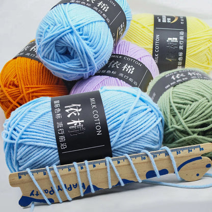 Fil de laine douce en coton au lait, 50g, Crochet, anti-boulochage, fil à tricoter à la main pour Cardigan, écharpe, chapeau, pull pour bébé, fournitures de poupée