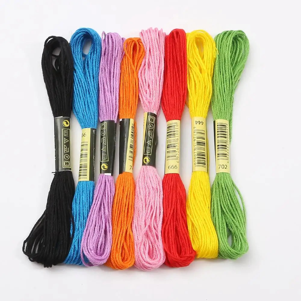 Fil de point de croix en Polyester coloré pour broderie, 7.5M, fil de coton coloré pour l'artisanat fait à la main, fournitures de fil à coudre, vente en gros