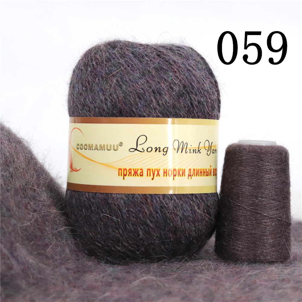 خيط كشمير المينك الروسي المنفوش، خيط أزياء، خيط يدوي لمورد DIY، 50 جرام أساسي، 20 جرام إضافي، جديد