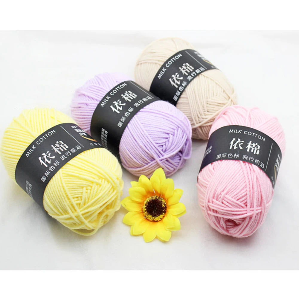 Fil de laine douce en coton au lait, 50g, Crochet, anti-boulochage, fil à tricoter à la main pour Cardigan, écharpe, chapeau, pull pour bébé, fournitures de poupée