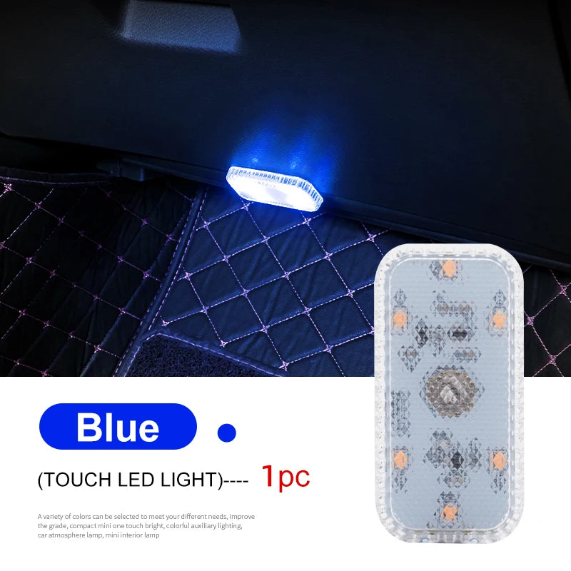 LED tactile lumière Mini sans fil voiture éclairage intérieur Auto toit plafond lampe de lecture pour porte pied coffre boîte de rangement USB charge