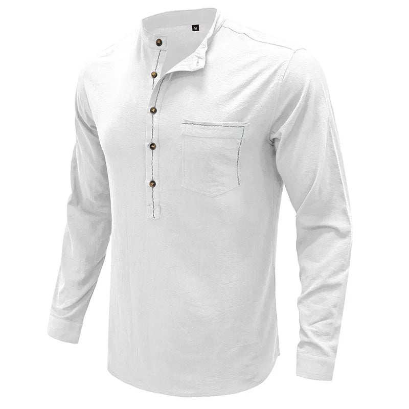 Wholesale Long Sleeve Shirt Linen Men Shirt Casual Long Sleeve 2025 Plus Size Men's Shirts for Guys