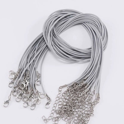 10 pièces/lot Dia 1.5/2mm cordon en cuir collier avec fermoir corde tressée réglable pour la fabrication de bijoux collier à faire soi-même Bracelet fournitures