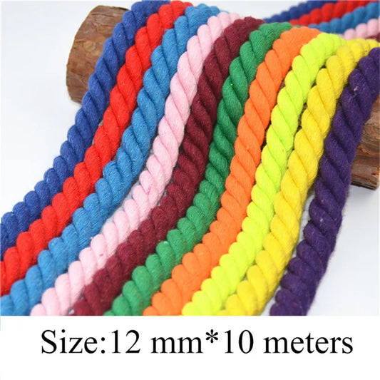 100% coton 10 mètres 3 actions cordons en coton torsadé 12mm bricolage artisanat décoration corde coton cordon pour sac cordon ceinture 20 couleurs