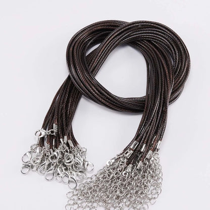 10 pièces/lot Dia 1.5/2mm cordon en cuir collier avec fermoir corde tressée réglable pour la fabrication de bijoux collier à faire soi-même Bracelet fournitures