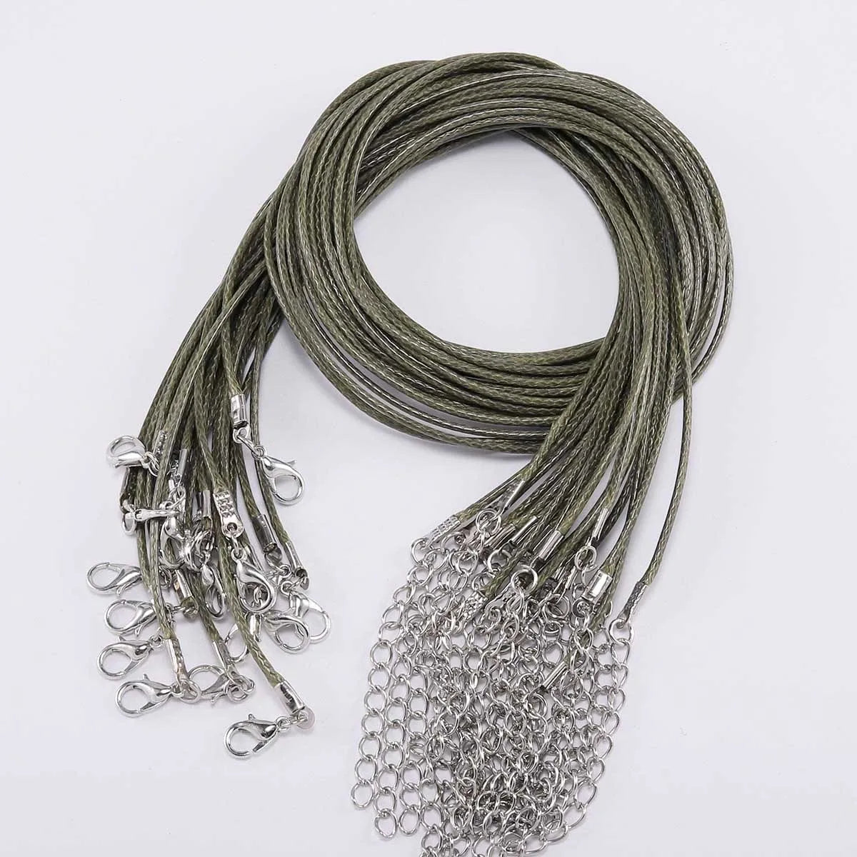 10 pièces/lot Dia 1.5/2mm cordon en cuir collier avec fermoir corde tressée réglable pour la fabrication de bijoux collier à faire soi-même Bracelet fournitures