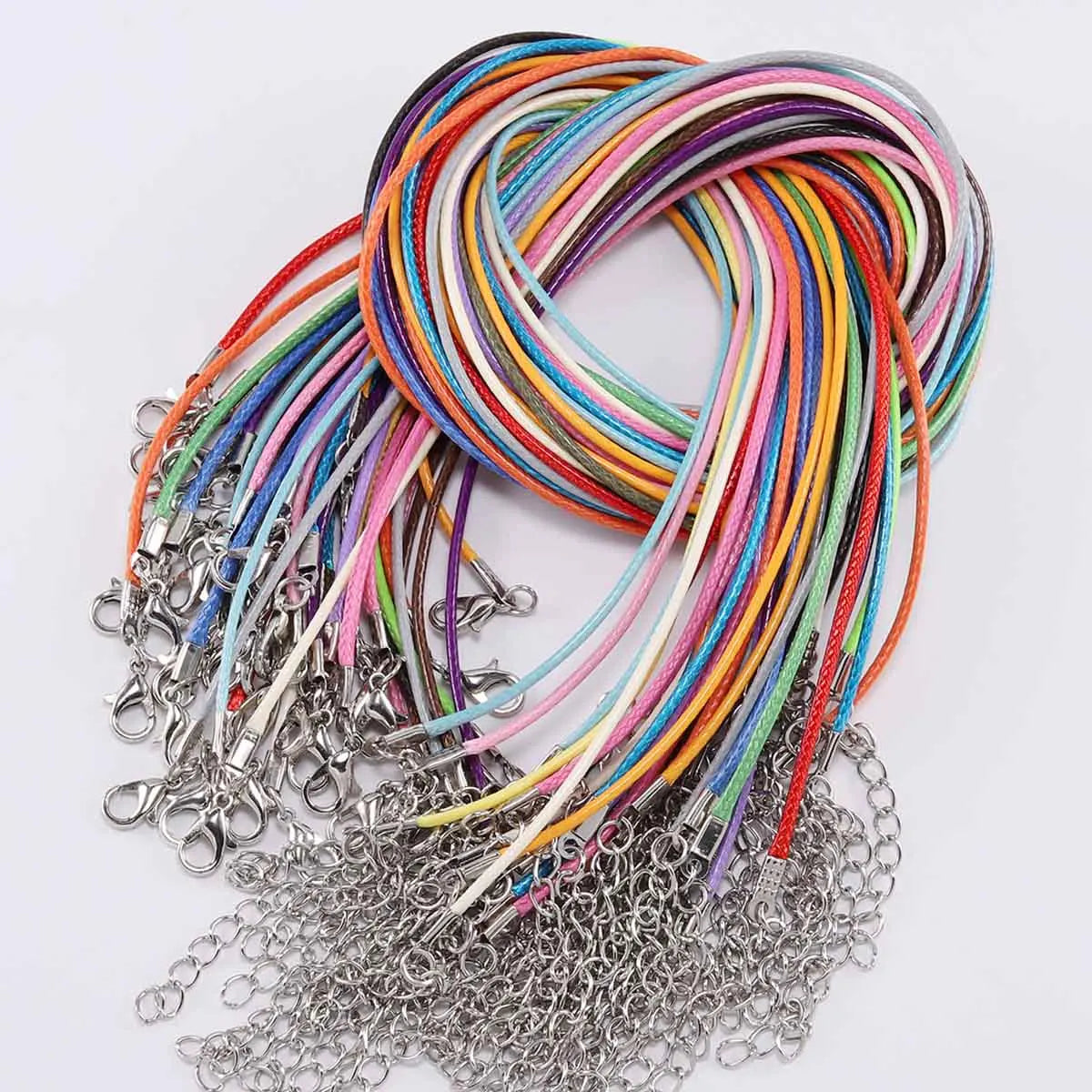 10 pièces/lot Dia 1.5/2mm cordon en cuir collier avec fermoir corde tressée réglable pour la fabrication de bijoux collier à faire soi-même Bracelet fournitures