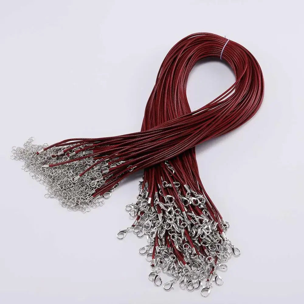 10 pièces/lot Dia 1.5/2mm cordon en cuir collier avec fermoir corde tressée réglable pour la fabrication de bijoux collier à faire soi-même Bracelet fournitures