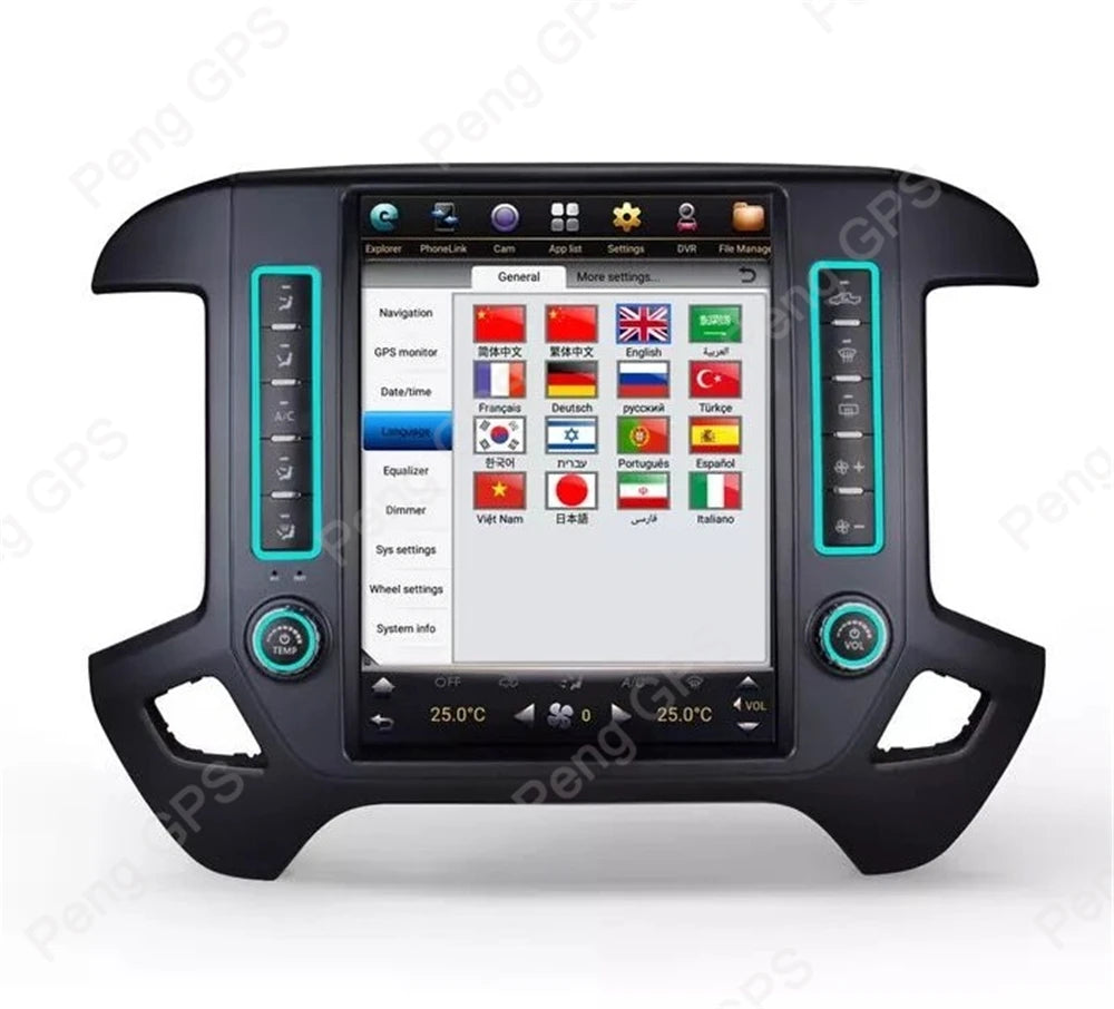 Écran Vertical 12.1 pouces pour Chevrolet Silverado GMC Sierra 2014 – 2018, lecteur Android multimédia, Navigation GPS pour voiture