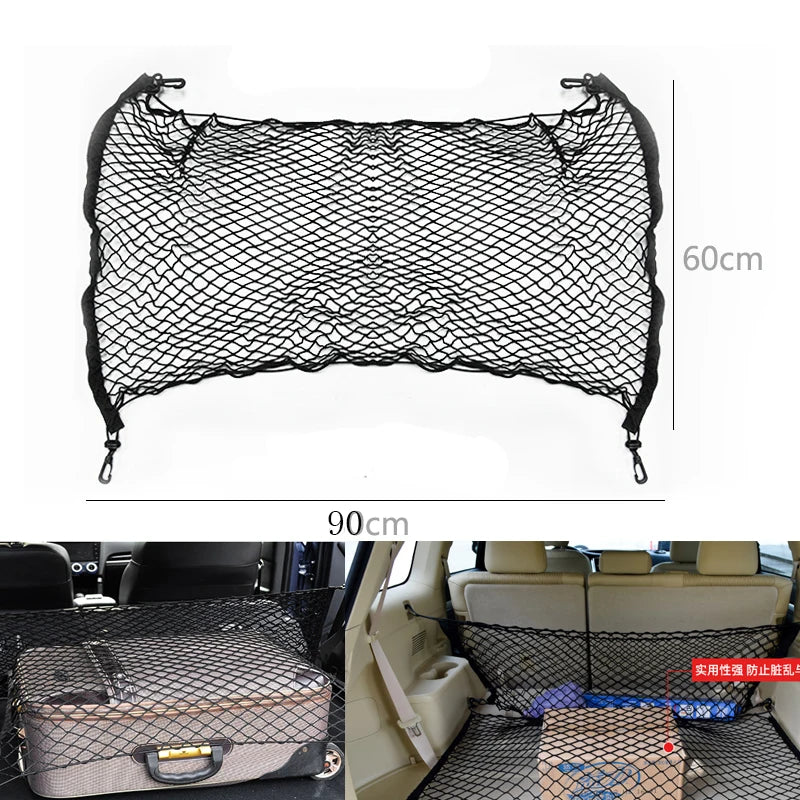 Filet de rangement universel pour dossier de siège de voiture, 90cm x 65CM, porte-bagages de style de voiture, autocollant de poche, organisateur de coffre