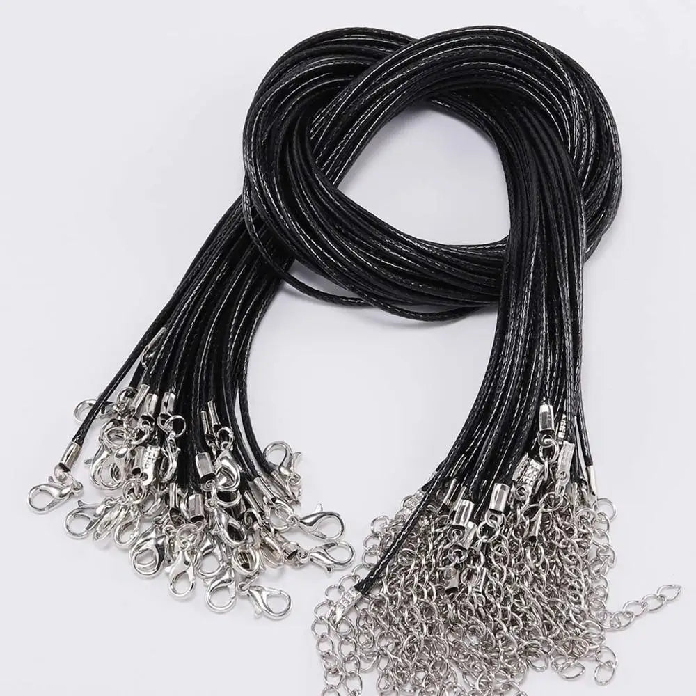10 pièces/lot Dia 1.5/2mm cordon en cuir collier avec fermoir corde tressée réglable pour la fabrication de bijoux collier à faire soi-même Bracelet fournitures