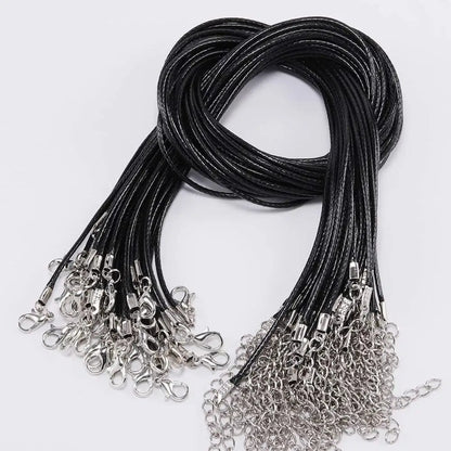 10 pièces/lot Dia 1.5/2mm cordon en cuir collier avec fermoir corde tressée réglable pour la fabrication de bijoux collier à faire soi-même Bracelet fournitures