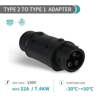 SaeJ – adaptateur 1772 vers Tesla T2-T1, Type 2 vers Type 1, chargeur EV, prise électrique 32a AC, connecteur de charge EVSE