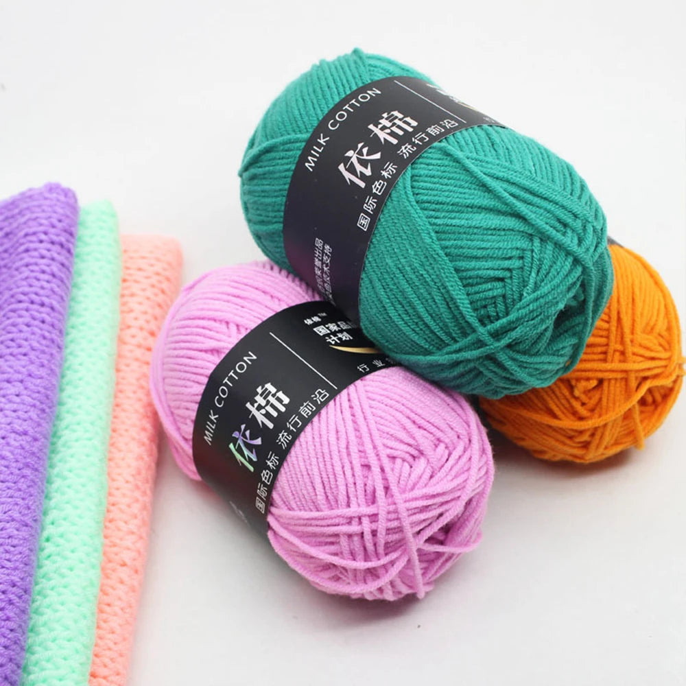 Fil de laine douce en coton au lait, 50g, Crochet, anti-boulochage, fil à tricoter à la main pour Cardigan, écharpe, chapeau, pull pour bébé, fournitures de poupée