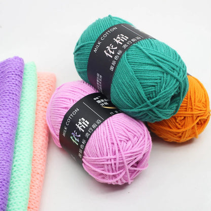 Fil de laine douce en coton au lait, 50g, Crochet, anti-boulochage, fil à tricoter à la main pour Cardigan, écharpe, chapeau, pull pour bébé, fournitures de poupée