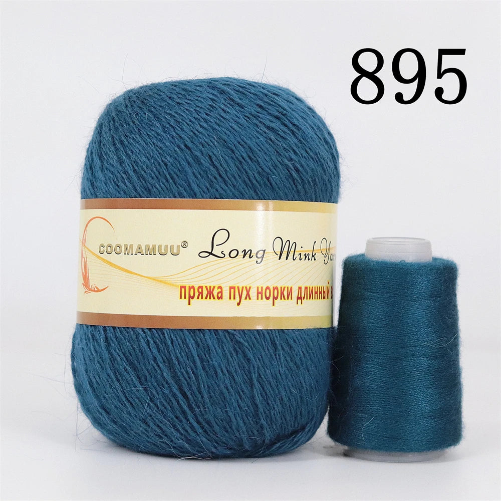 خيط كشمير المينك الروسي المنفوش، خيط أزياء، خيط يدوي لمورد DIY، 50 جرام أساسي، 20 جرام إضافي، جديد
