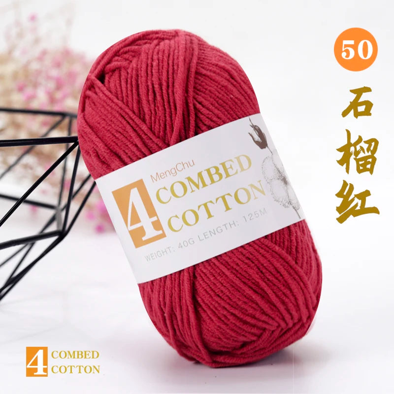 60% قطن 40% خيط أكريليك للحياكة اليدوية والكروشيه 4 طبقات من الخيوط، شباشب كروشيه، وسادة، دمية، سجادة، خيوط مخلوطة