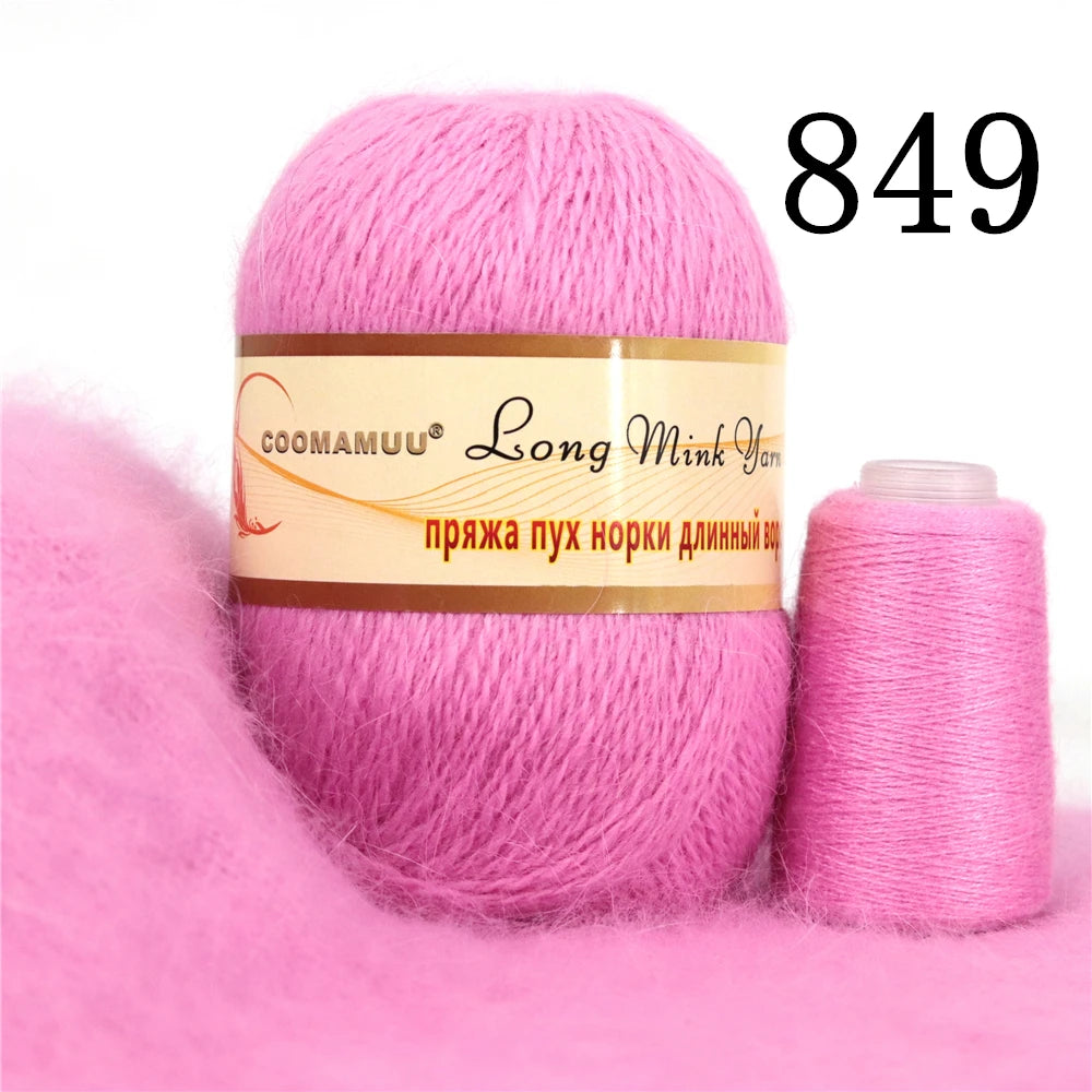 خيط كشمير المينك الروسي المنفوش، خيط أزياء، خيط يدوي لمورد DIY، 50 جرام أساسي، 20 جرام إضافي، جديد