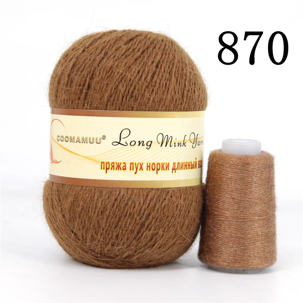 خيط كشمير المينك الروسي المنفوش، خيط أزياء، خيط يدوي لمورد DIY، 50 جرام أساسي، 20 جرام إضافي، جديد