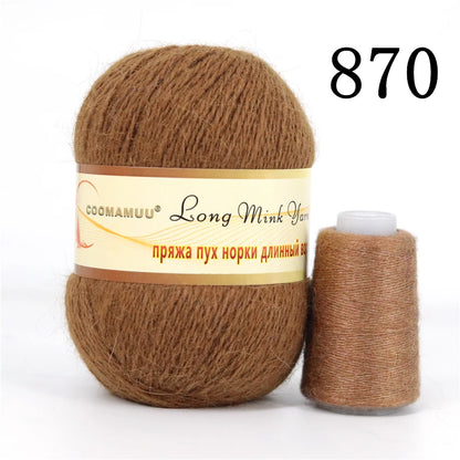 خيط كشمير المينك الروسي المنفوش، خيط أزياء، خيط يدوي لمورد DIY، 50 جرام أساسي، 20 جرام إضافي، جديد