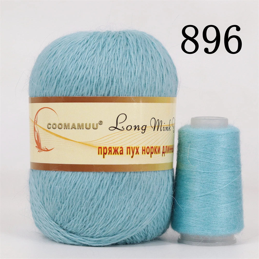 خيط كشمير المينك الروسي المنفوش، خيط أزياء، خيط يدوي لمورد DIY، 50 جرام أساسي، 20 جرام إضافي، جديد