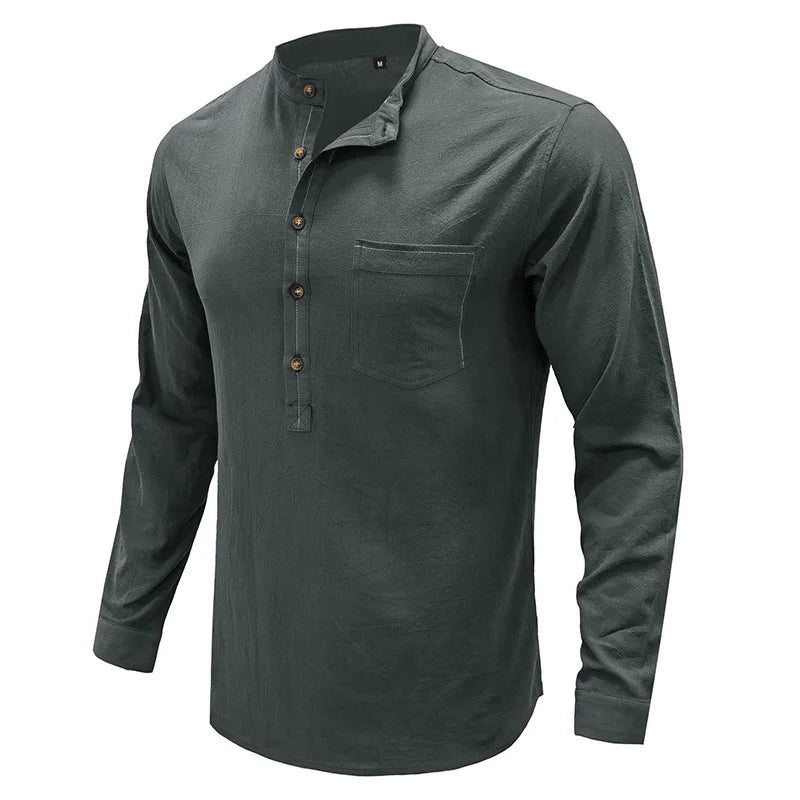 Wholesale Long Sleeve Shirt Linen Men Shirt Casual Long Sleeve 2025 Plus Size Men's Shirts for Guys