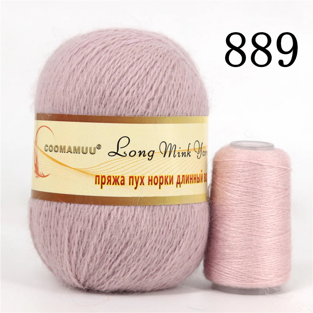 خيط كشمير المينك الروسي المنفوش، خيط أزياء، خيط يدوي لمورد DIY، 50 جرام أساسي، 20 جرام إضافي، جديد