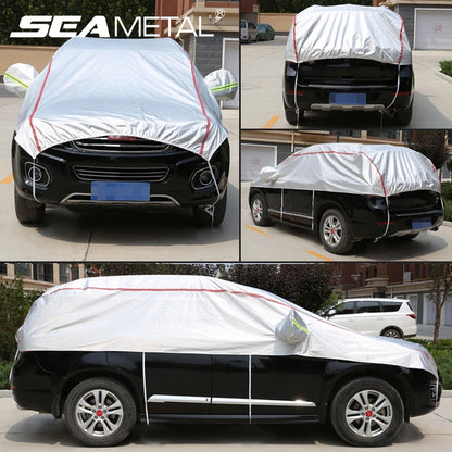 Demi-bâche universelle pour voiture, imperméable, pour l'extérieur, Oxford, soleil, pluie, Protection Uv, anti-poussière, anti-neige, pour SUV, berline