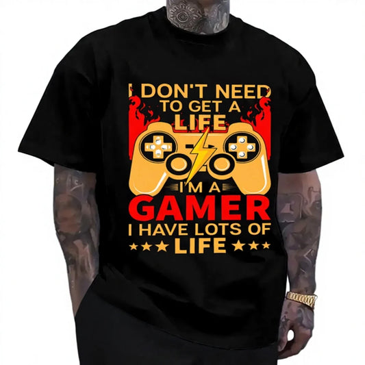 Unisex Funny Double-Stitched Seams T-Shirt Essentials Top for Dad Basic Mens E-Sports Wear Perfect Gift Made in USA