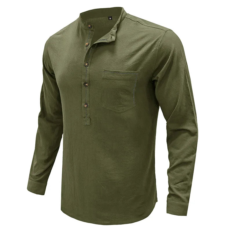 NEW1 1702 Men's shirt with multiple pockets, casual long sleeved top for Men's Shirts  K922K-01-06