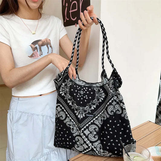 YANYE Luxury Brand Korean Full Print Classic Cashew Flower Casual Fashionable Cotton Canvas Tote Shoulder Bags for Women