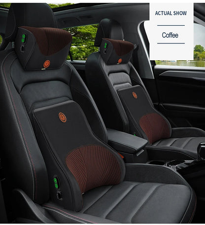 Coussin de cou de massage de vibration de voiture, support lombaire intelligent électrique, coussin de dos de repos de sauna de siège de voiture de voyage