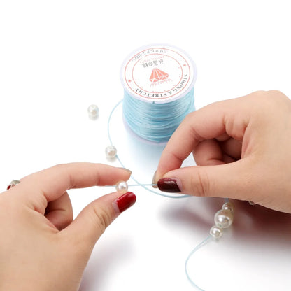 Fil élastique rond en cristal, 10 mètres, 0.7mm, cordon extensible en caoutchouc et Nylon pour la fabrication de bijoux, Bracelet de perles