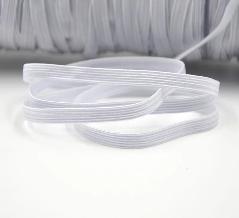 Rouleau de Bande artificiel astique en Nylon Blanc et Noir, Corde de Bain Tressée, Accessoire de Couture de Vêtement, Bricolage de Masque, 3/6/ 8/10/12mm, 1 Pièce
