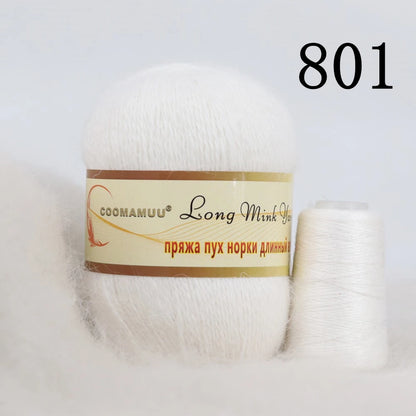 خيط كشمير المينك الروسي المنفوش، خيط أزياء، خيط يدوي لمورد DIY، 50 جرام أساسي، 20 جرام إضافي، جديد