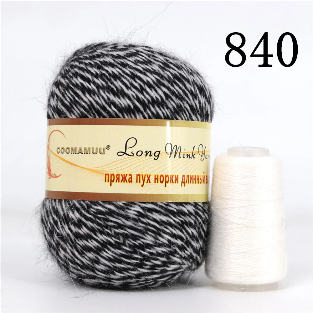 خيط كشمير المينك الروسي المنفوش، خيط أزياء، خيط يدوي لمورد DIY، 50 جرام أساسي، 20 جرام إضافي، جديد