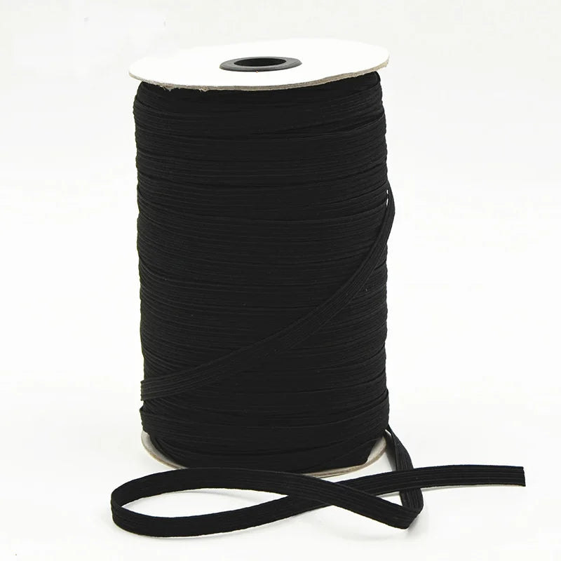 Rouleau de Bande artificiel astique en Nylon Blanc et Noir, Corde de Bain Tressée, Accessoire de Couture de Vêtement, Bricolage de Masque, 3/6/ 8/10/12mm, 1 Pièce