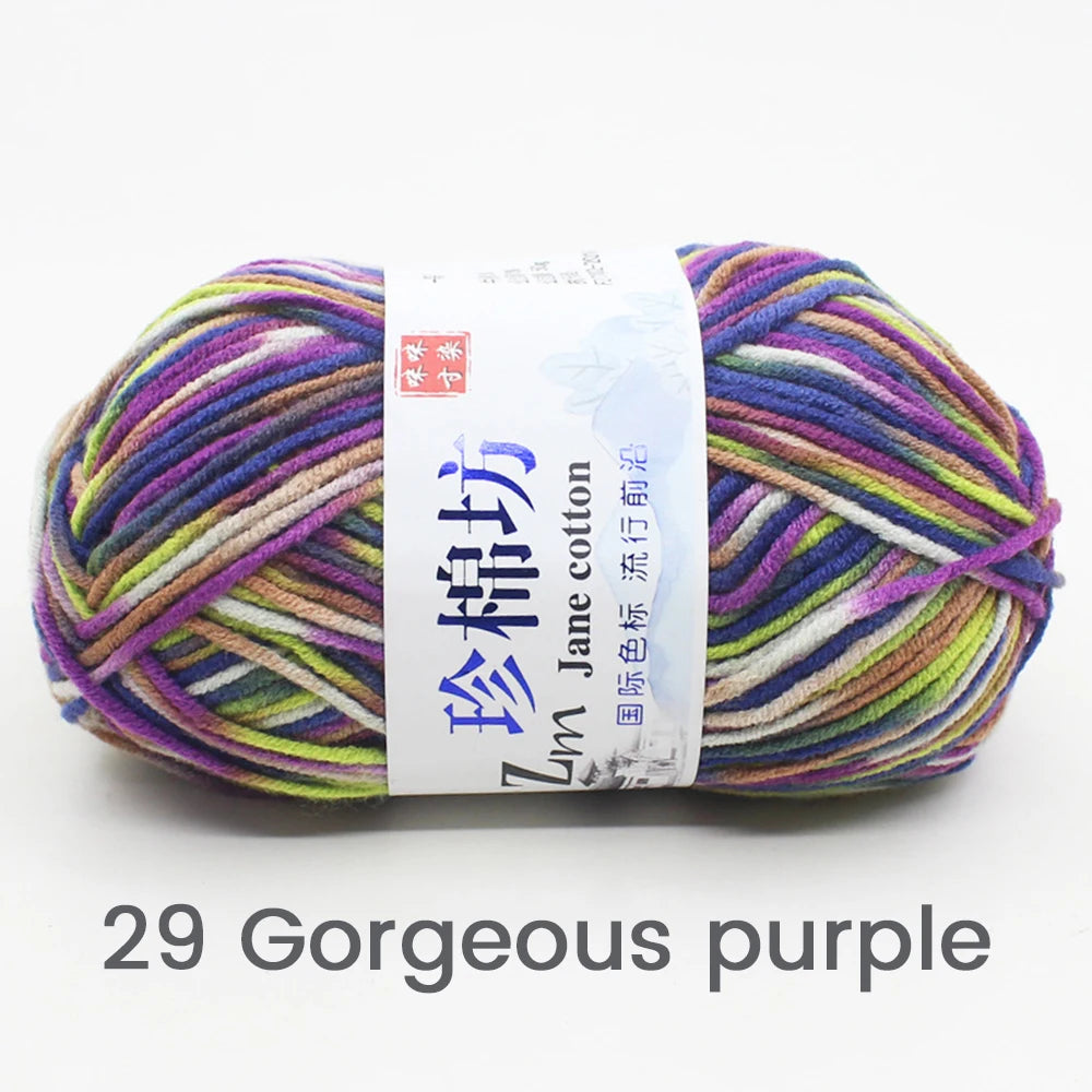 Fil de Laine Doux et Chaud à la Main, Crochet Double Ogo, BLANC ateur de Couleurs, Fil de Barrage, Bricolage Artisanal, Tricot, Pull, Écharpe, Chapeau, 50g/Pièce