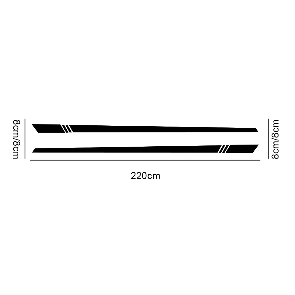 2 pièces/lot 220x8cm rayures latérales Style voiture deux carrosserie autocollants décalcomanie enveloppe de voiture Film vinyle Automobiles produits accessoires de voiture